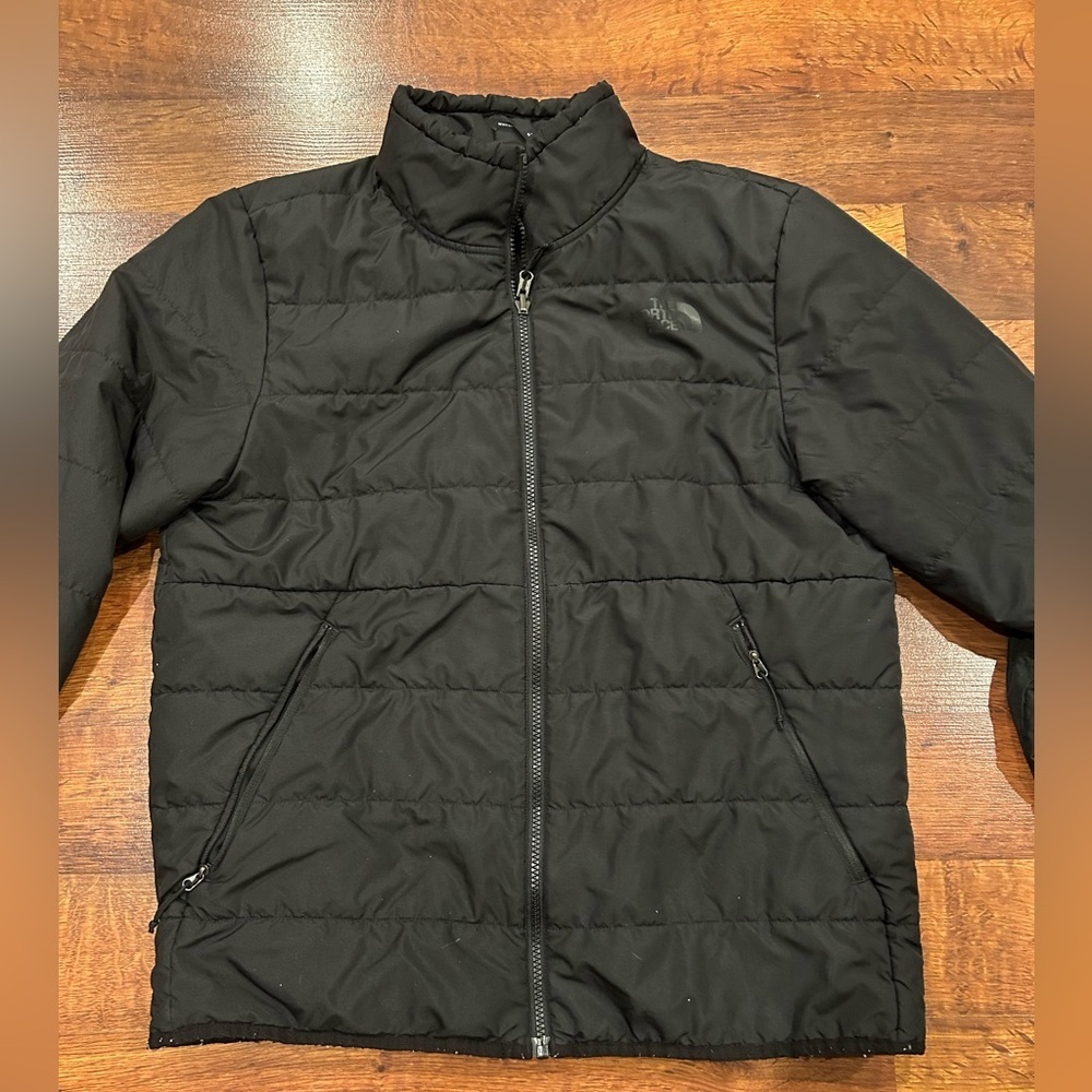The North Face Mens Puffer Jacket Quilted Black Zip Up Coat Primaloft Medium